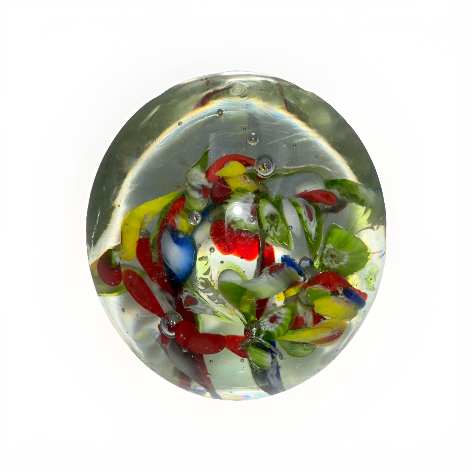 Vintage Abstract Design Art Glass Round Shape Paperweight Unique 2 3/4” –