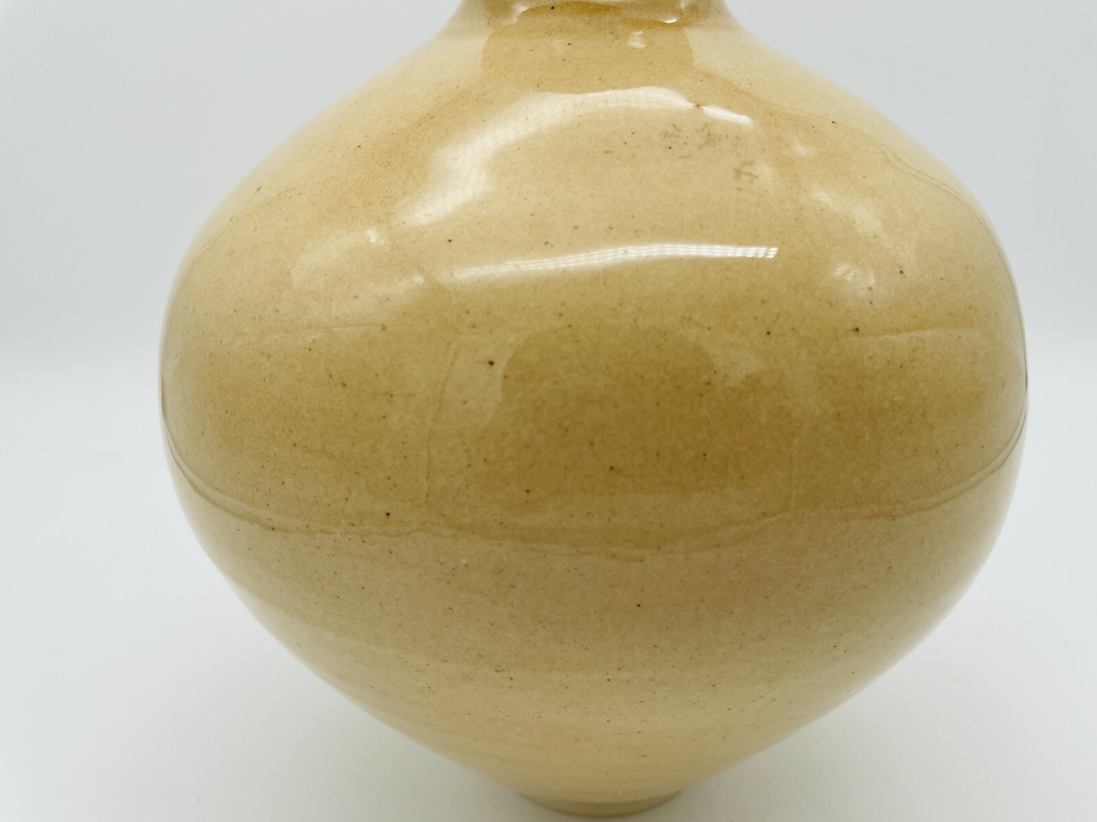 MCM Stoneware Pottery Vase Beige 4+ lbs Studio Art Signed Beautiful B1