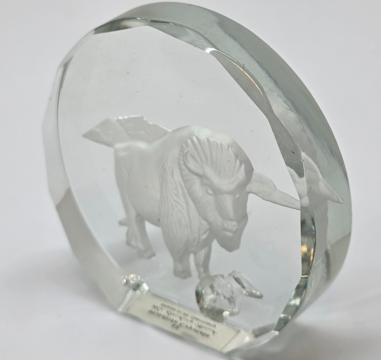 Danbury Mint Wildlife Crystal Paperweight Buffalo Bison Animal