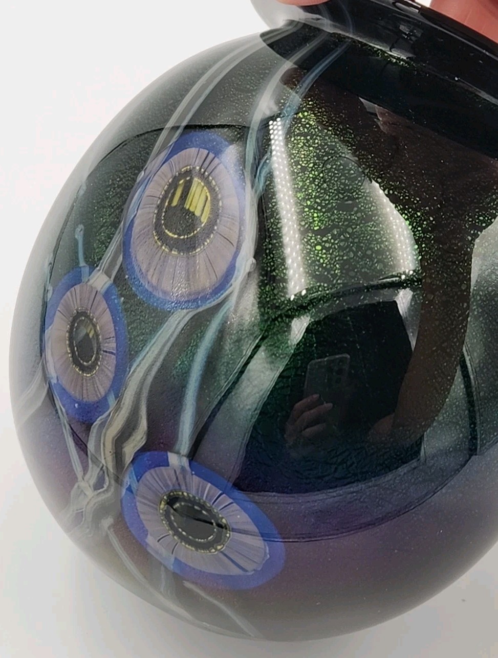 Eickholt 2001 Multicolored Dichroic Seascape Urchin Glass Vase 5 1/4″ T