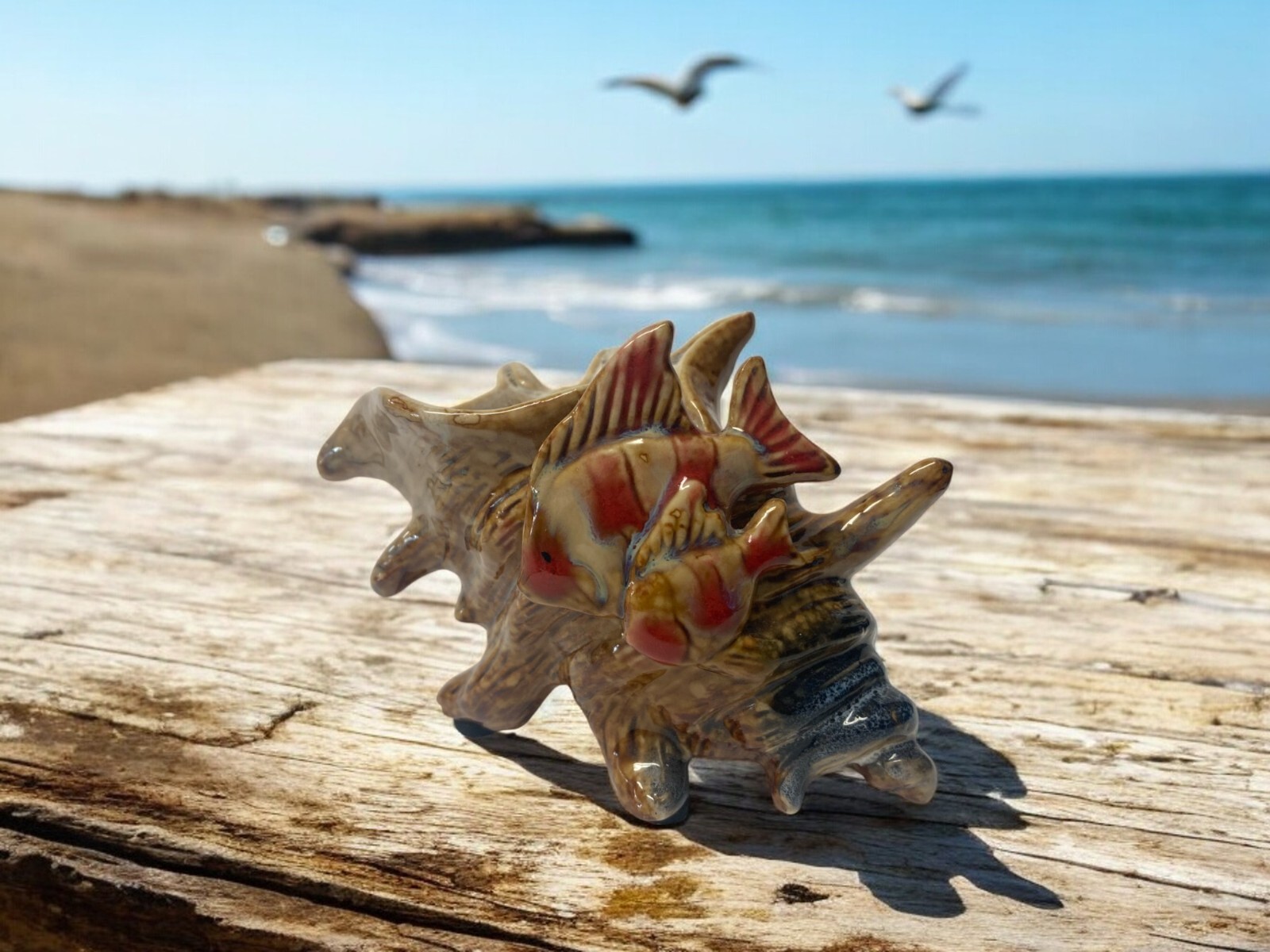 Vintage Conch Seashell Ashtray Trinket Dish Bowl 5.25″x4″x2.75″ Nautical Decor