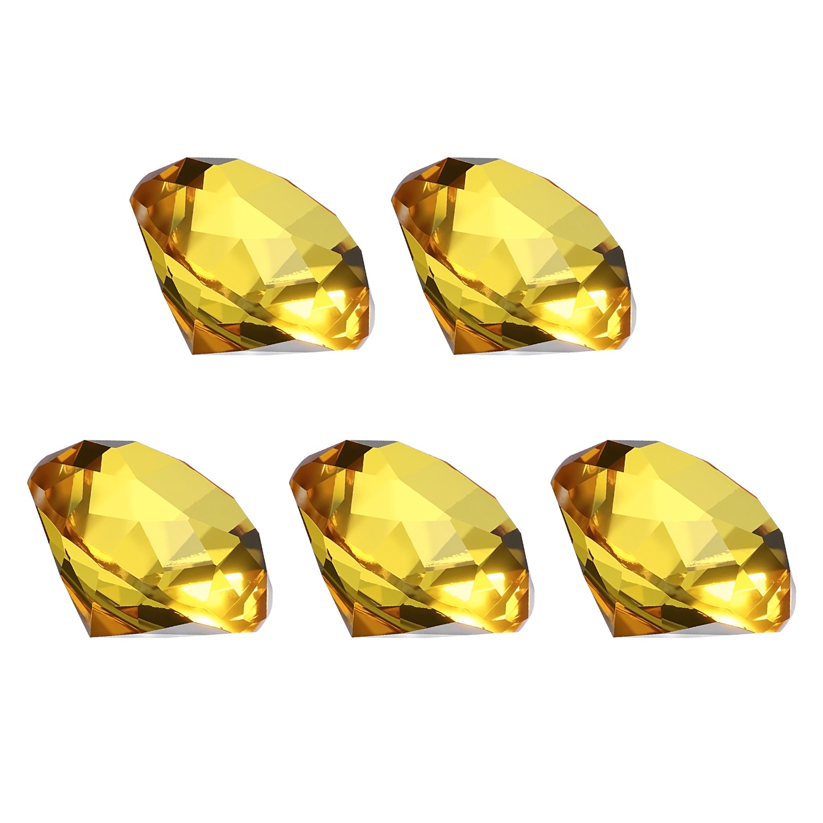 5 Pcs 30mm / 1.18 Inch Diamond Crystal Paperweight, Yellow
