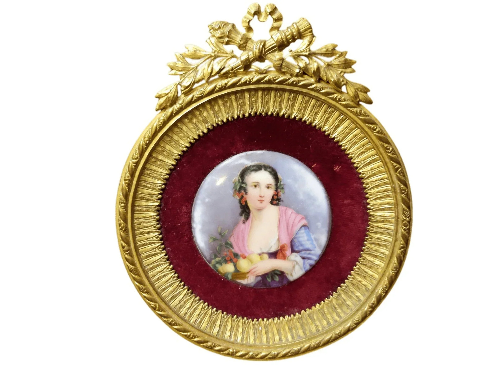 c1870 Porcelain Plaque in Gilt Bronze Frame
