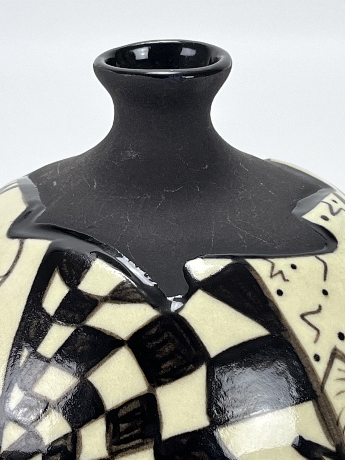 Roger McAndrew Studio Art Pottery Vase Signed McAndrews Modern Whimsical Tree 6″