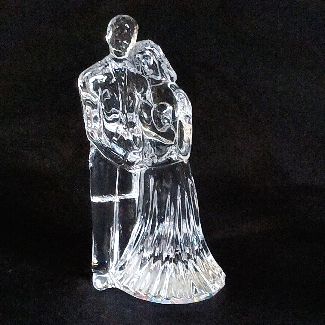 WATERFORD BRIDE & GROOM WEDDING FIGURINE, Lead Crystal, 7″, Cake Topper, Signed