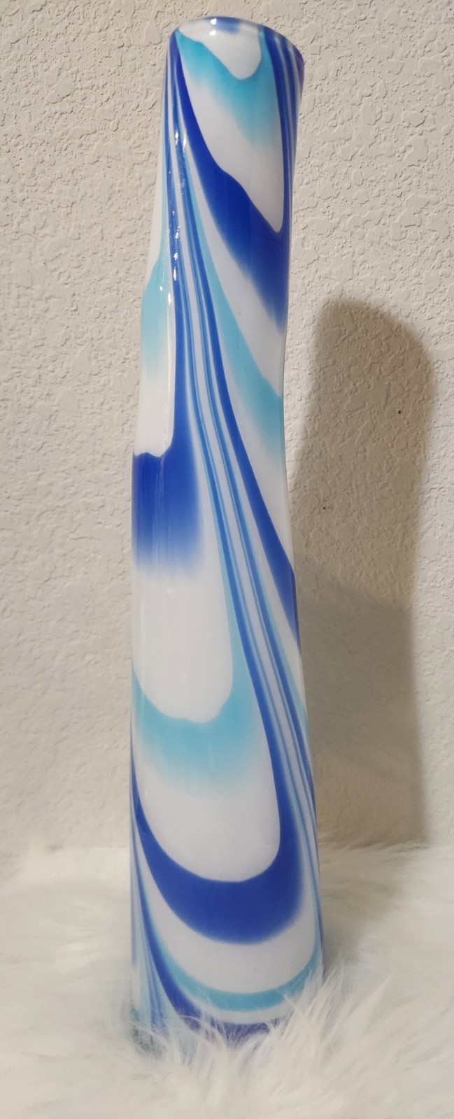 Tall Murano Mid-Century Vintage Art Glass Vase Sommerso Design Red Orange Twist