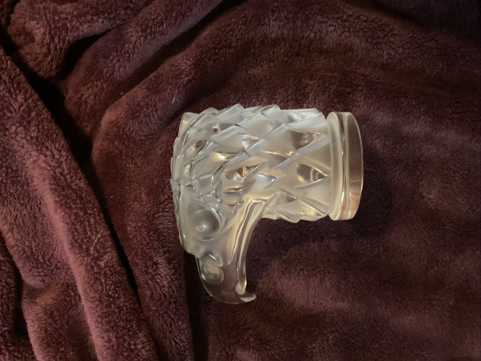 LALIQUE, France Tete D’Aigle (Eagle Head) Cut Crystal Paperweight Decor, 1930s