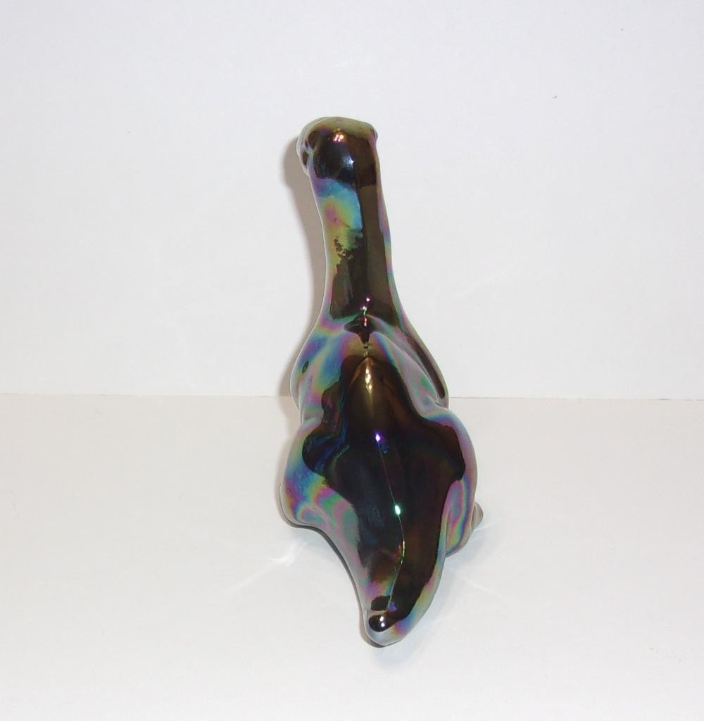Fenton Glass Smoke Carnival Iridized Dinosaur Figurine Mosser Made In USA