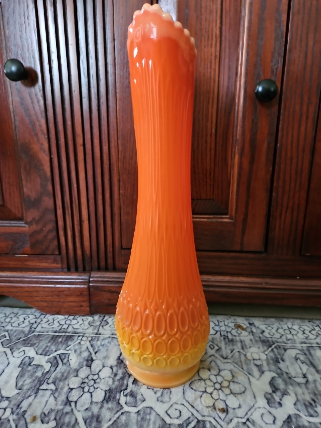 Vintage Swung Vase Orange Bittersweet 1000 Eye Vase, 16″ Tall