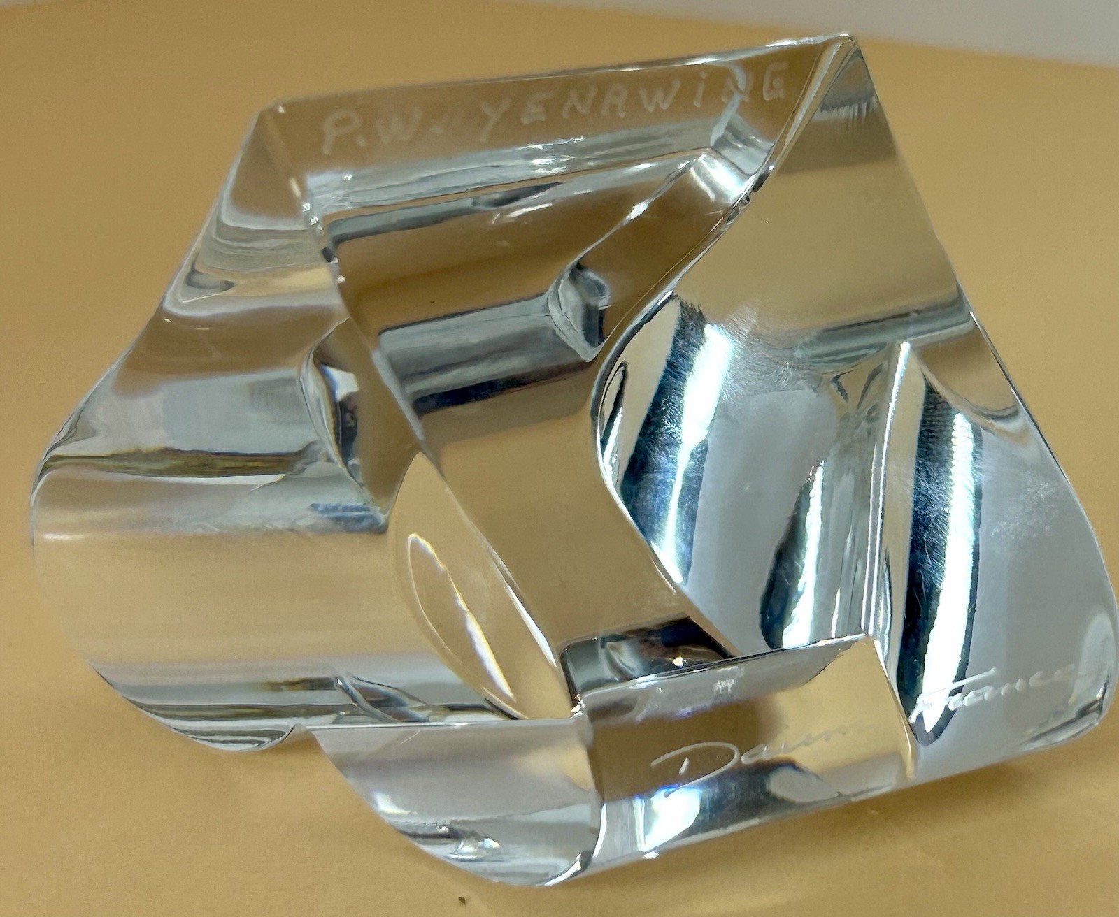 Signed Daum France Crystal Heart Paperweight by P.W. Yenawine