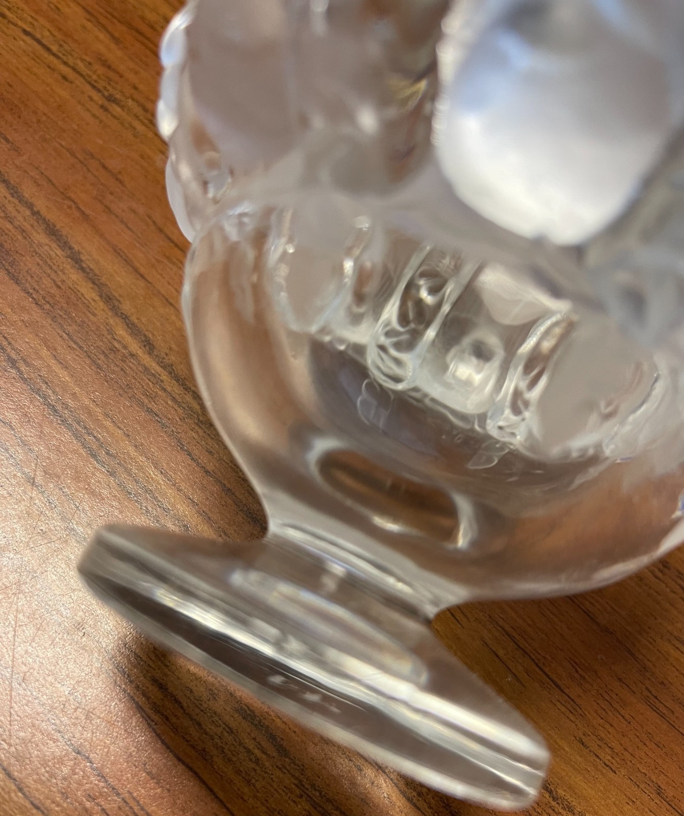 Lalique France Dampierre Crystal Vase Frosted Sparrows and Vine Design Signed 5″