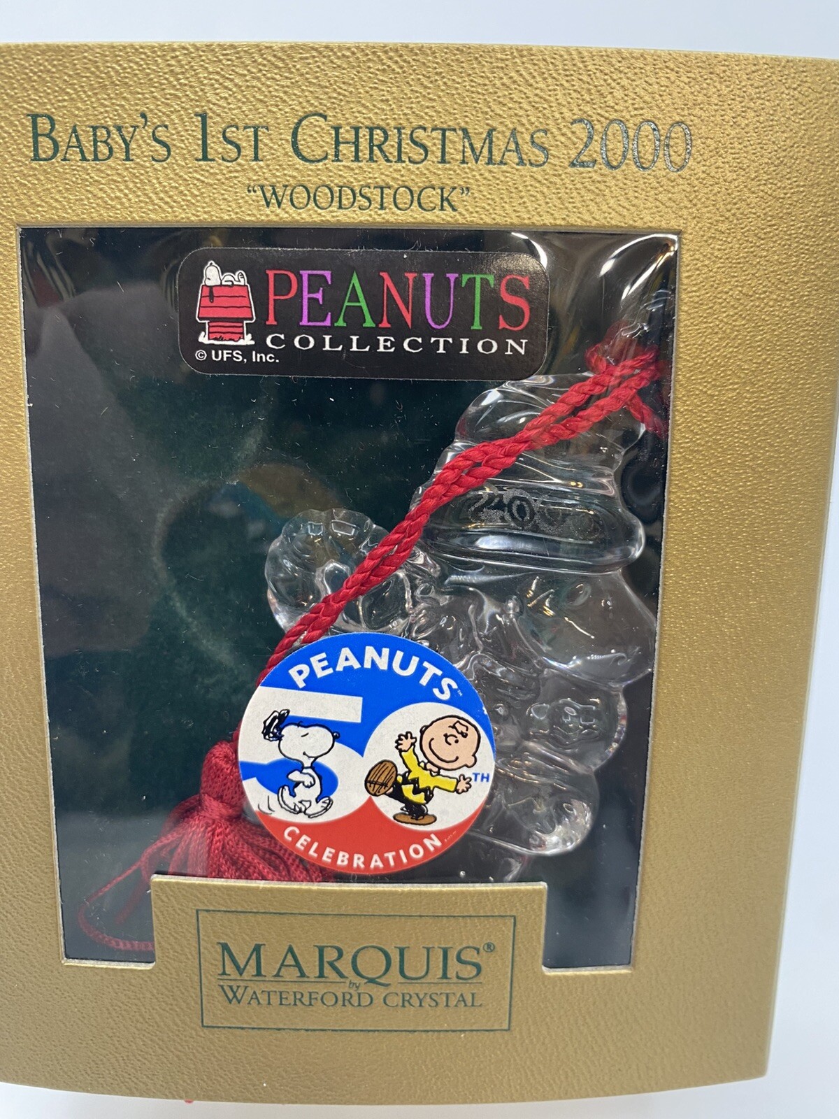 Marquis Waterford Crystal Peanuts Snoopy Baby’s First Christmas 2000 Ornament