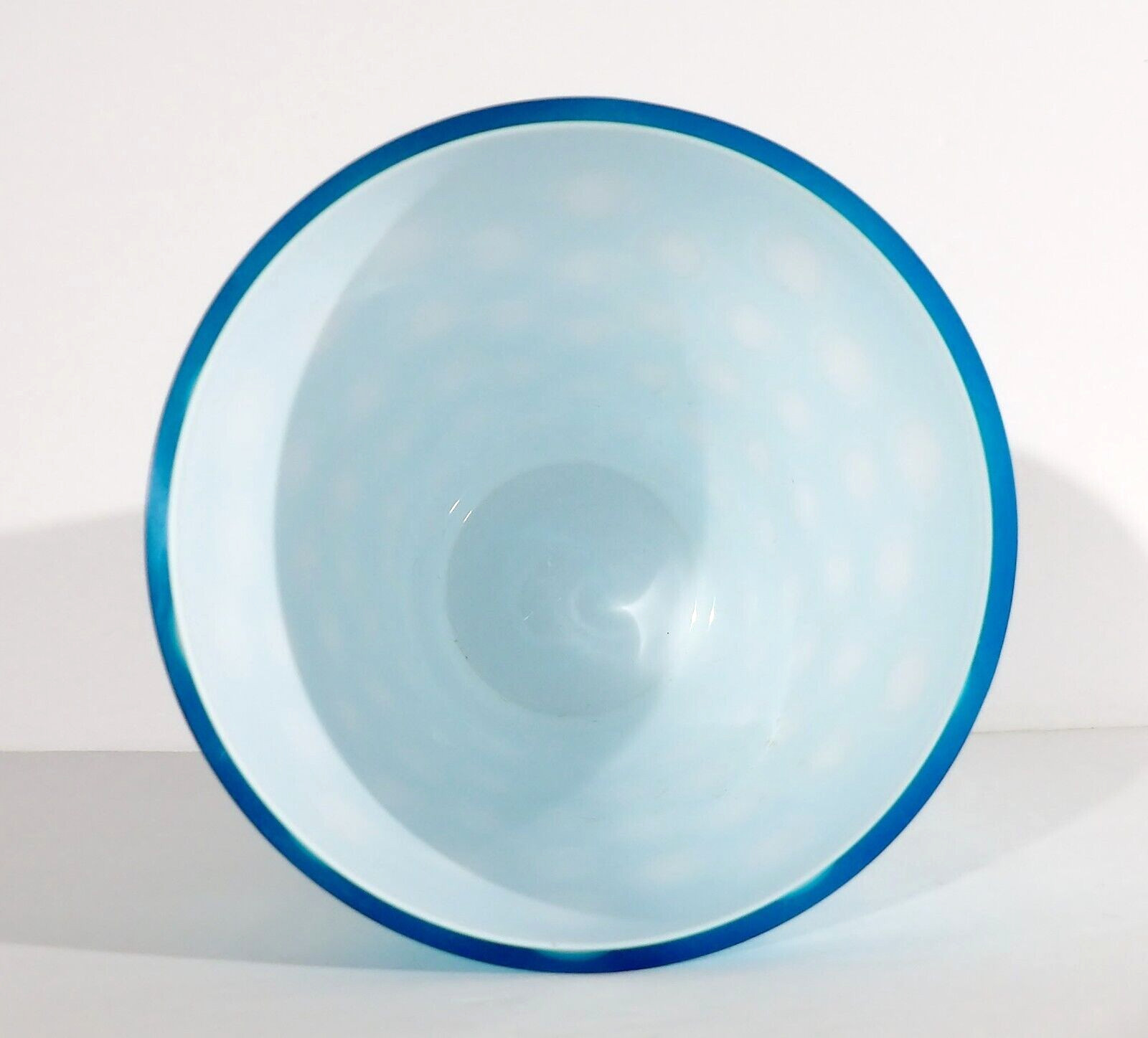 Crate & Barrel Serenade Vase Blue Cased Optic Made in Poland 10″ x 5 7/8″