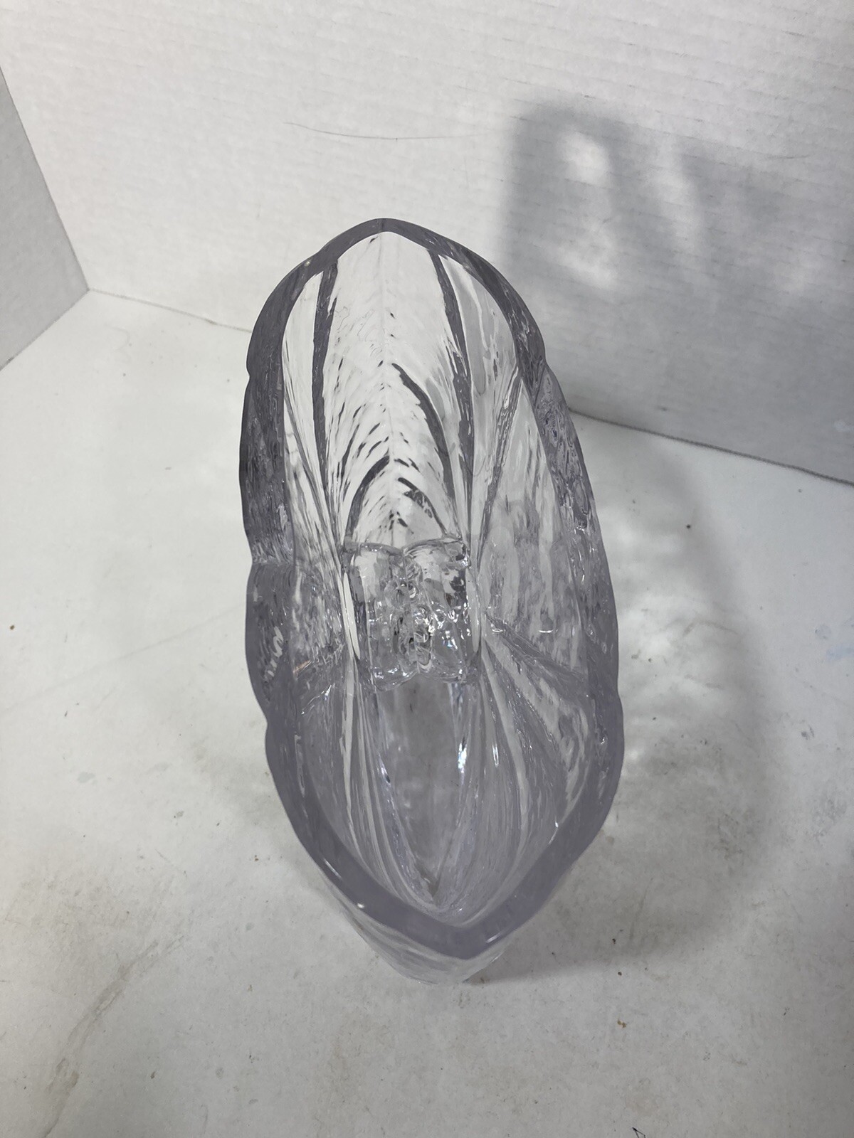Vtg Modernist Ice Glass Vase by Rune Strand for Sea Glasbruk Sweden 1960s-Signed