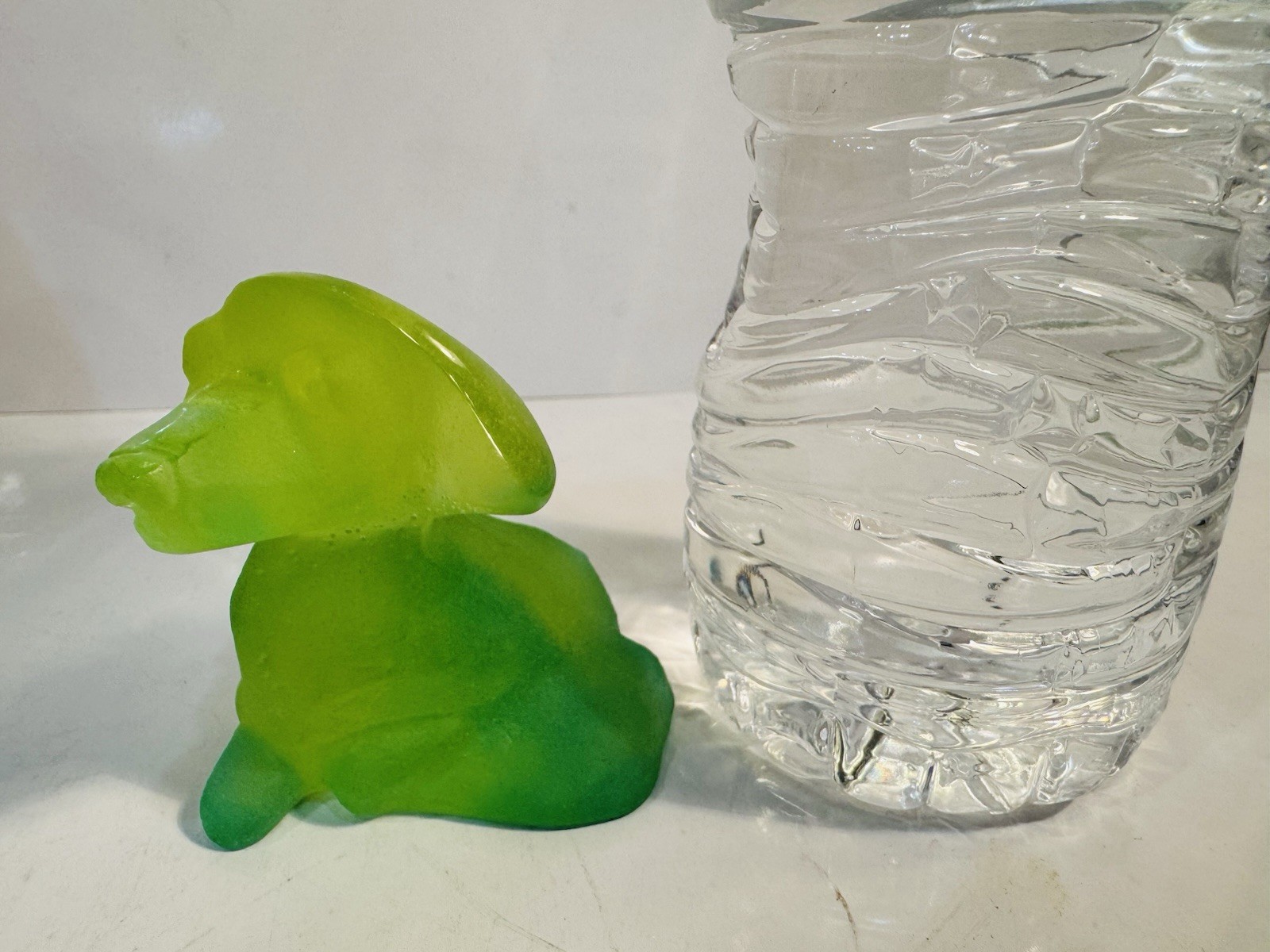 Adorable Daum Pate De Verre Puppy Dog “Larry” Green Yellow Numbered