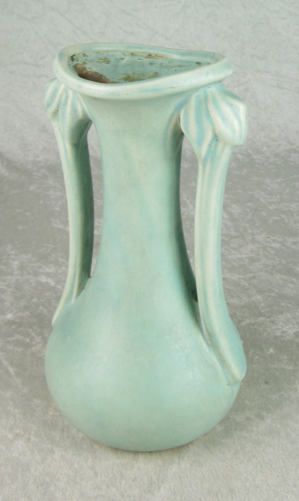 McCoy Pottery Vase Aqua Turquoise Art Nouveau Art Deco 9-1/4in Painted