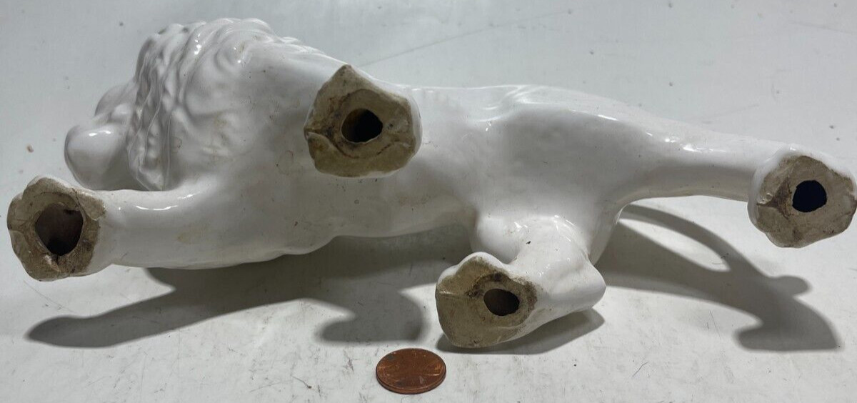 Porcelain Figure Lion White Bisque 10″ Inches X 5.25″ Inches