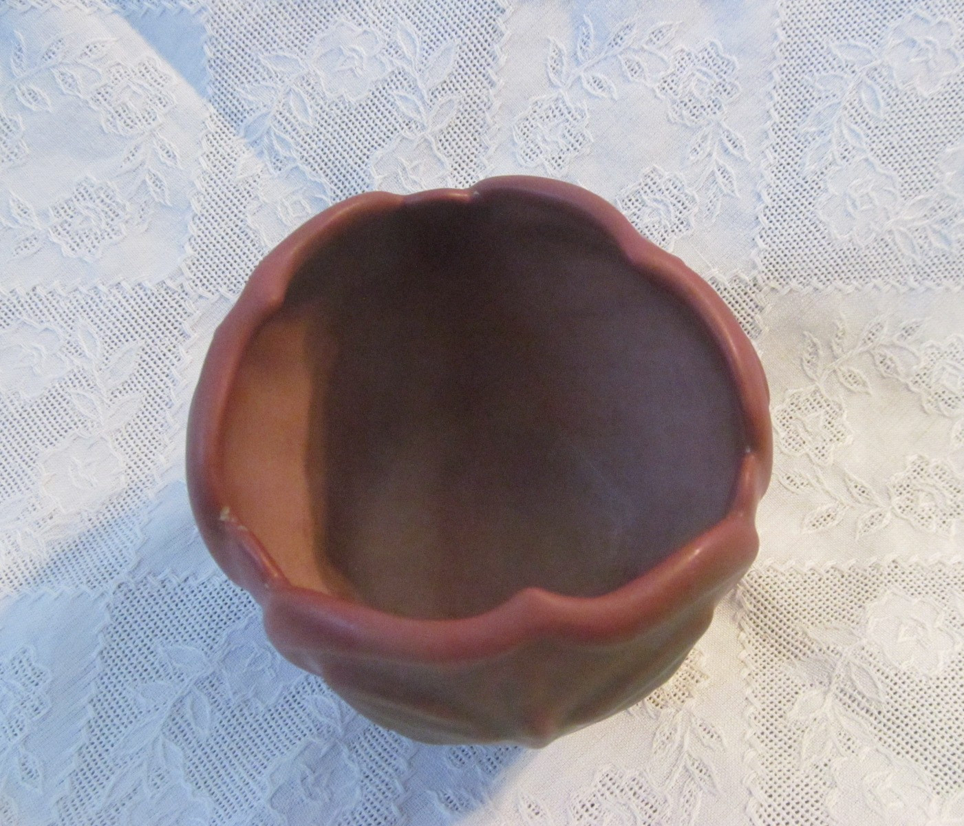 Vintage Van Briggle Pottery Mulberry Butterfly Moth 3sided Vase Pot Planter 3″