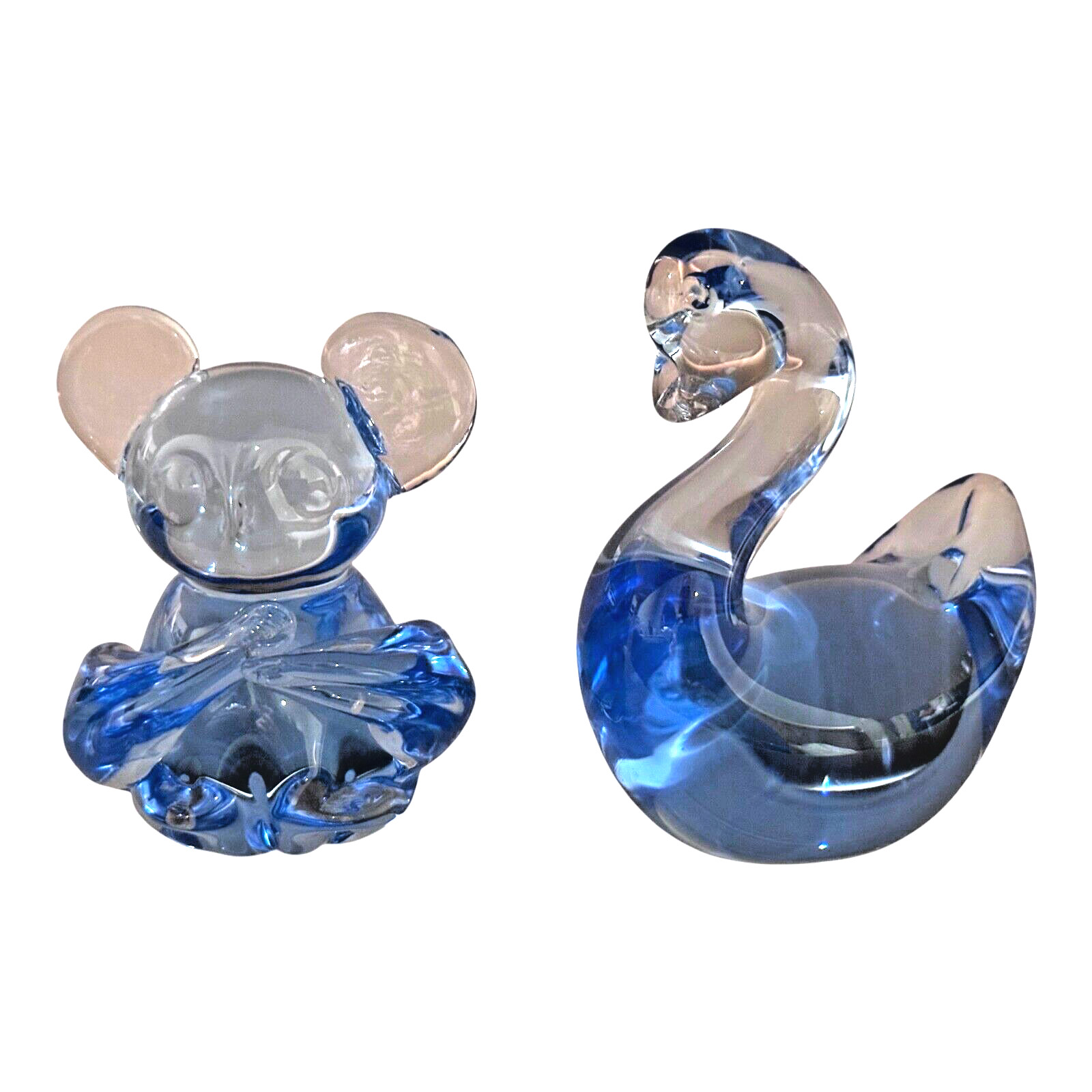 US Fine Art Gallery Commemorative Handblown Glass Animals Koala Swan Set of 2