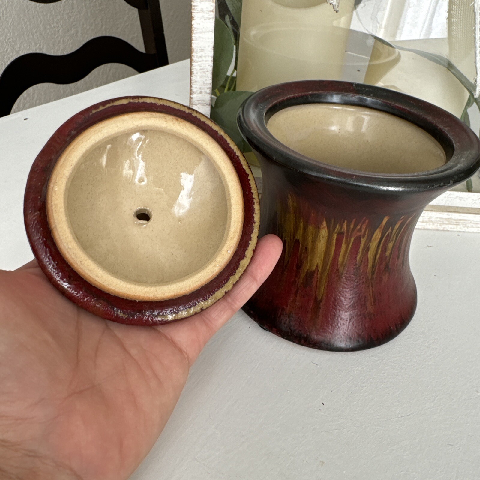 Art Pottery Vase Studio Boho Home Table Decor Black Red Yellow Aesthetic