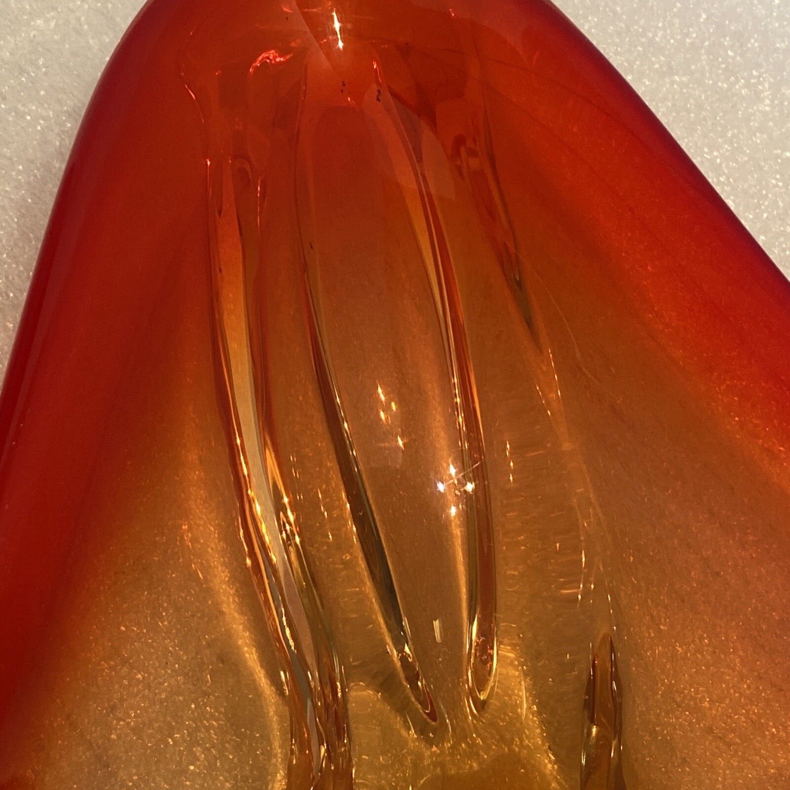 Murano Style Ashtray Italian Art Glass. Fiery Orange And￼ Yellow