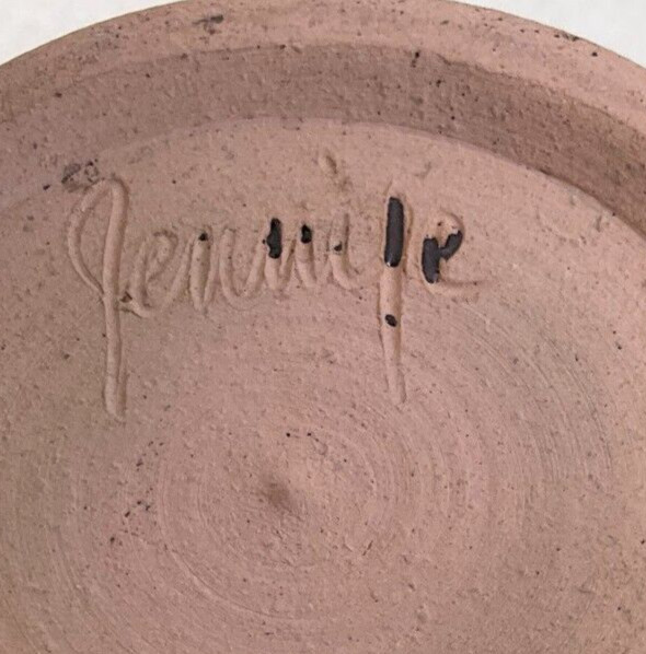 Studio Pottery Flower Frog Signed Unique 4 1/2″ Vintage