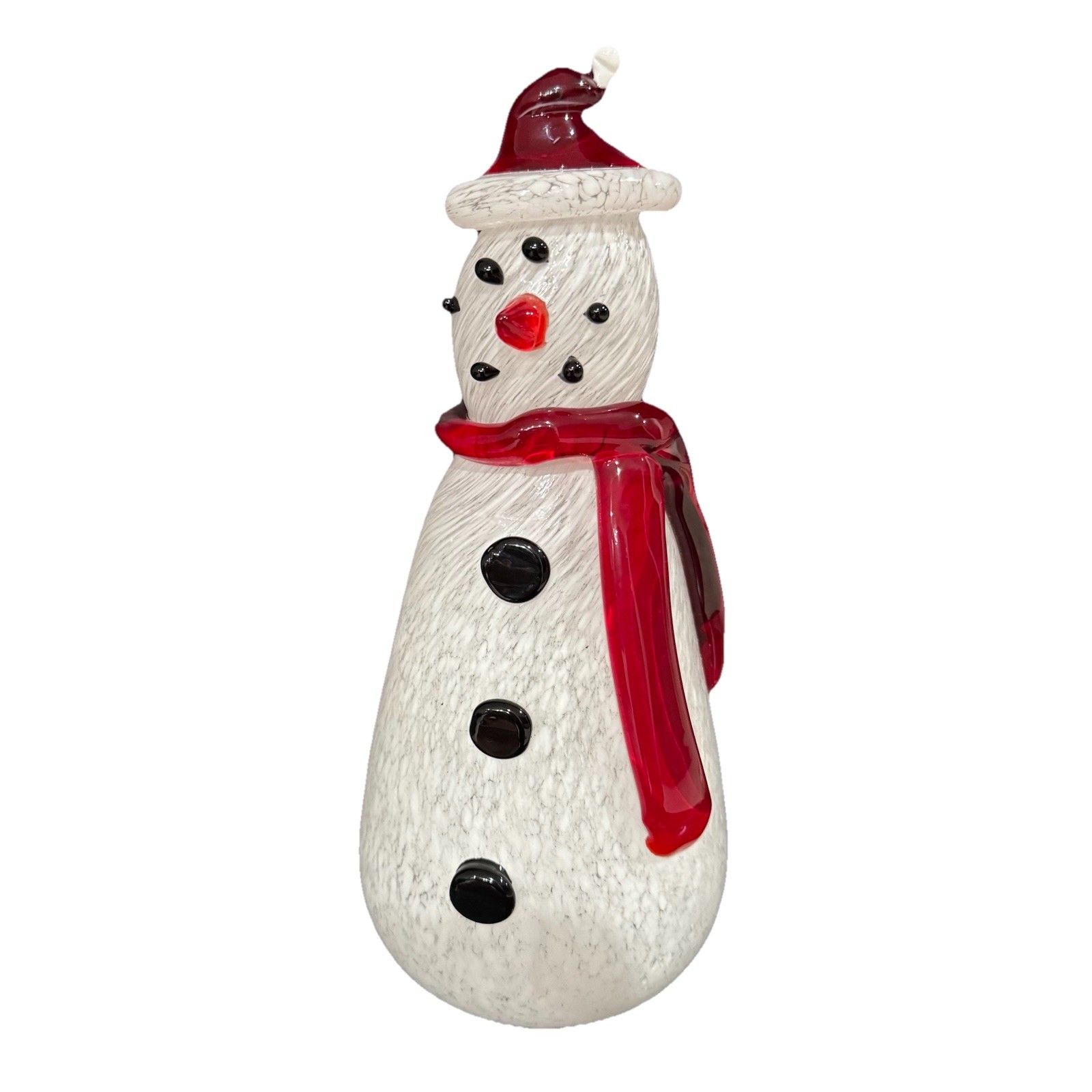 Hand Blown Glass Snowman Figurine Christmas Handmade Decor,Art Deco,Post Modern