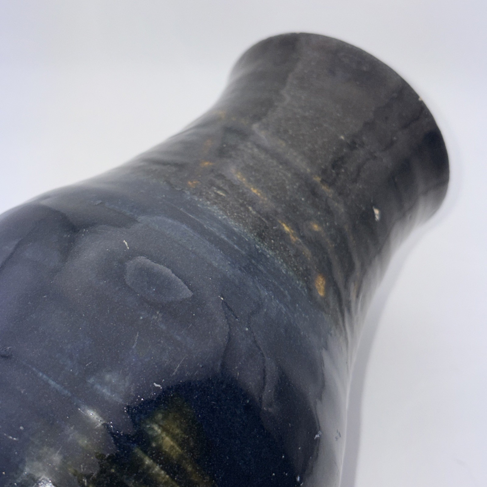 Signed M ∞ Large 11.25″ Studio Art Pottery Vase Cobalt Blue Drip Glaze HEAVY MCM