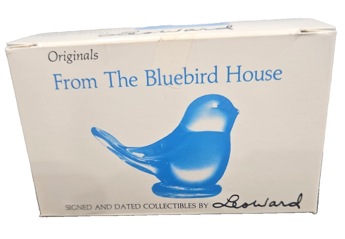 Vtg Leo Ward Bluebird of Happiness Art Glass Figurine Signed Dated 1996 with Box
