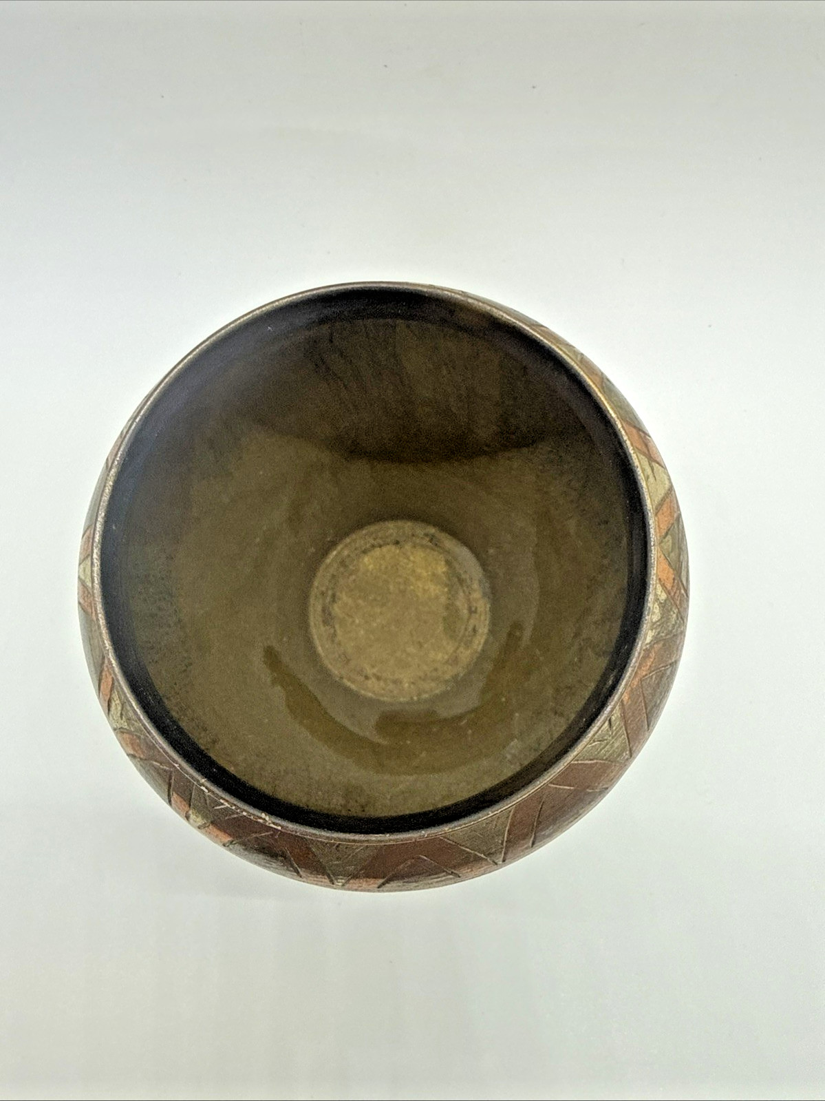 Vintage Nickel Egyptian Vase Copper Brass Plated Black Liver Sulfur Handmade