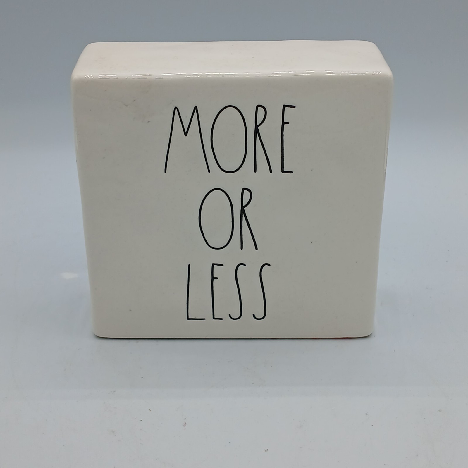 Rae Dunn LESS IS MORE/MORE OR LESS Paperweight Decorative Block 4″