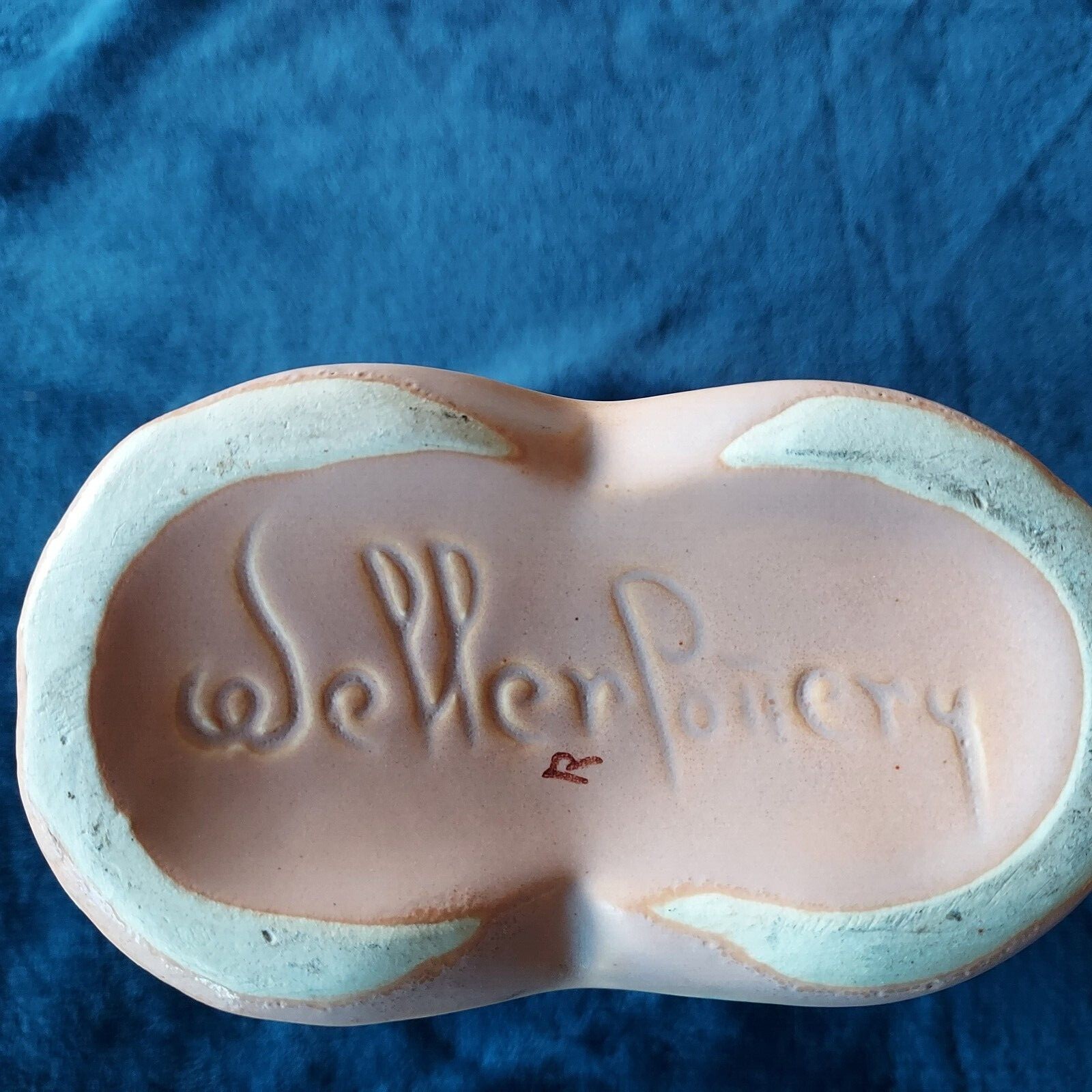 Vintage Weller Art Pottery Vase or Planter; Peach with White Rose Cameo Design