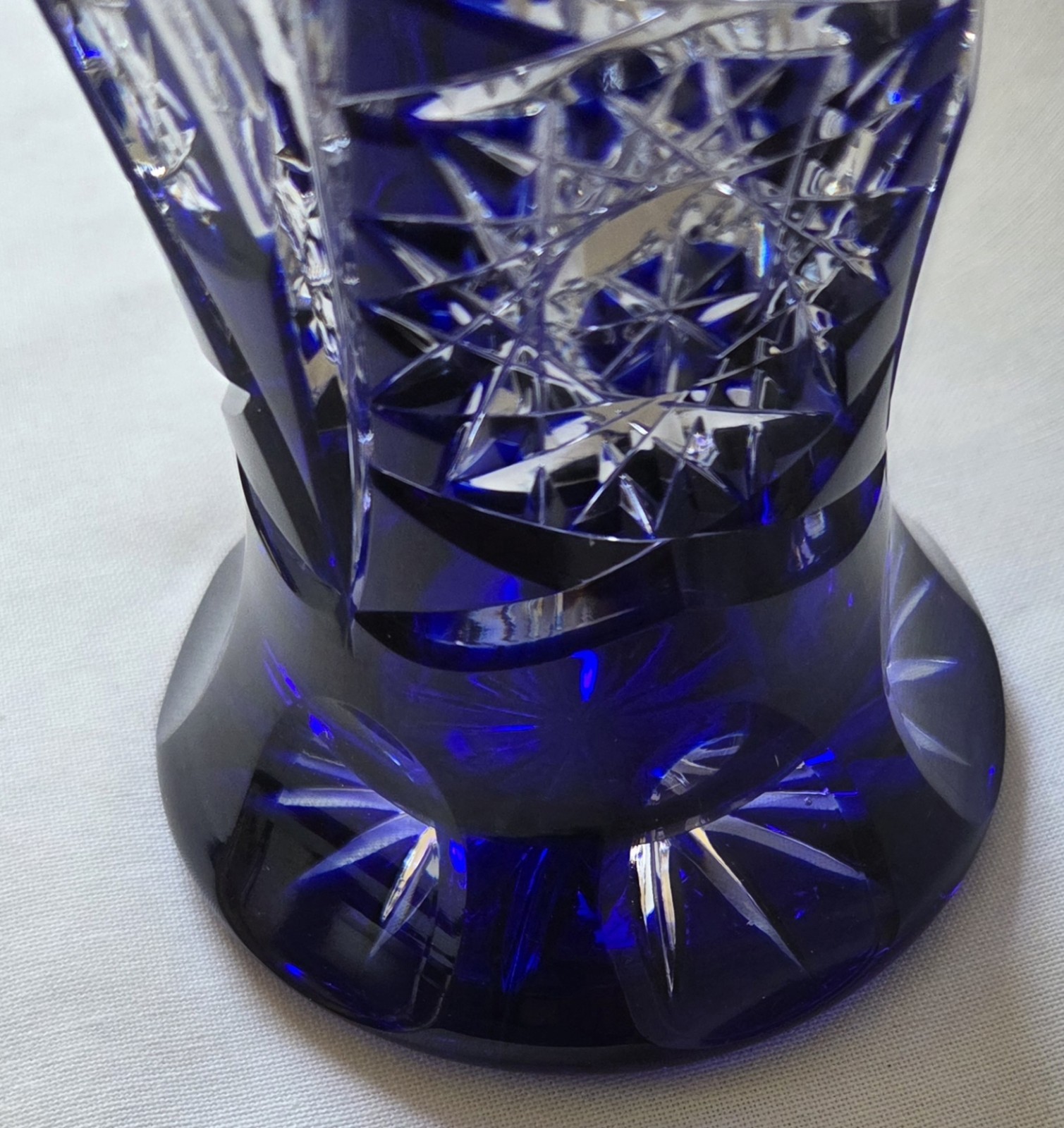 Cobalt Blue Cut to Clear Large 8 1/2-inch Glass Vase Nachtmann or Lausitzer (?)