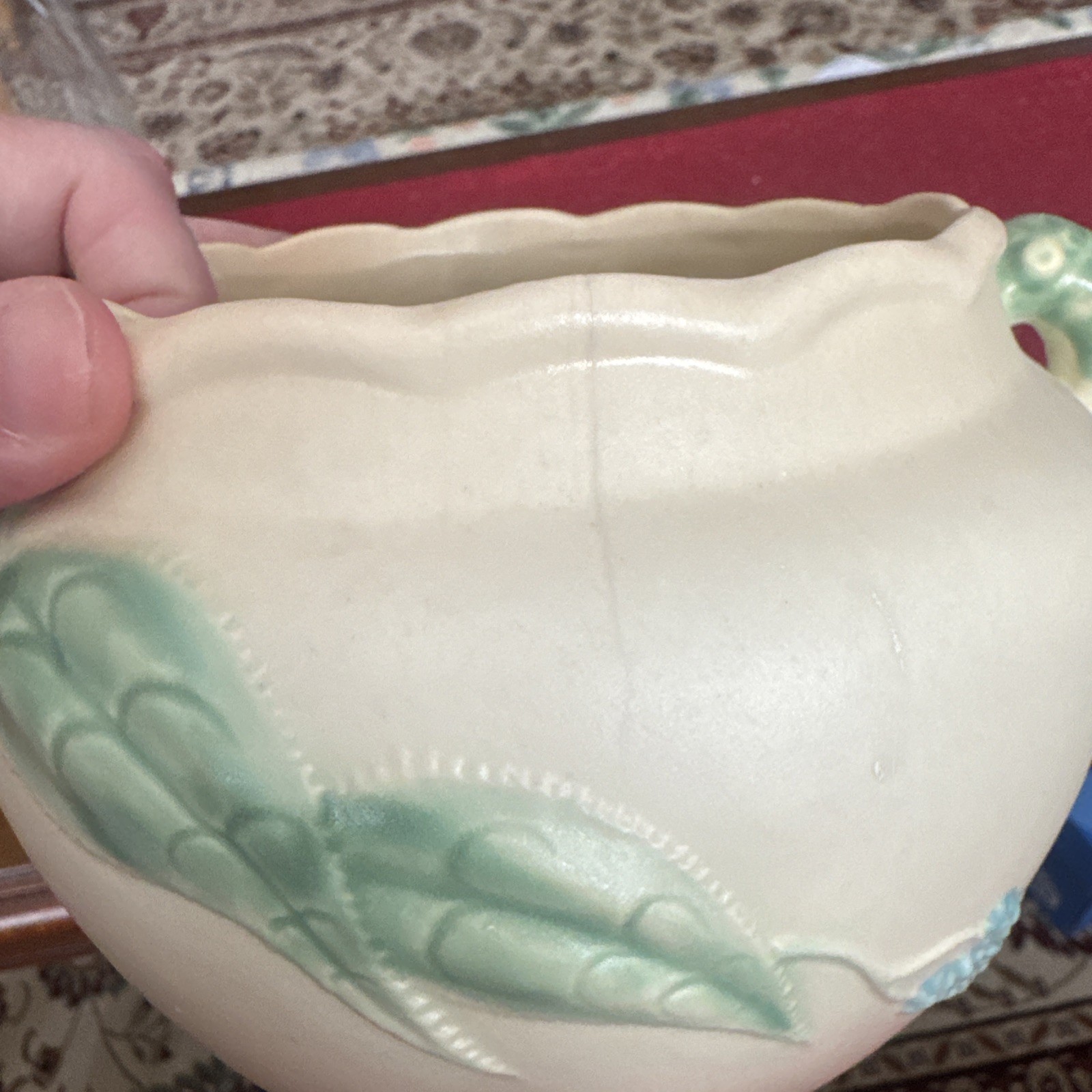 Hull Art Pottery Floral Planter W-5 1/2 Ceramic Mid 20th Century Matte Finish