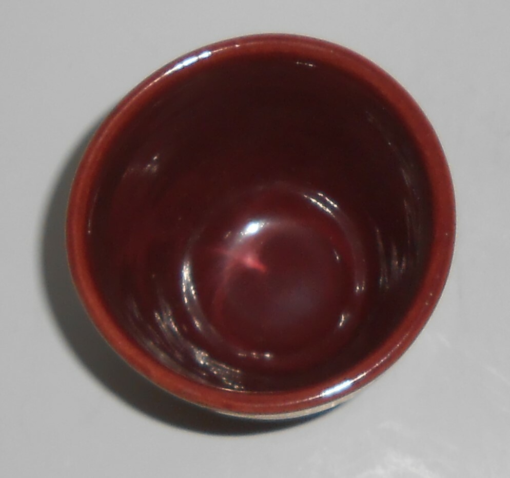 Bauer Pottery Ring Ware Burgundy Barrel Tumbler W/Handle