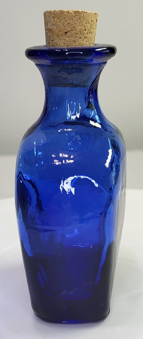 Vintage Square Cobalt Blue Glass Decor Decanter Bottle With Cork Stopper