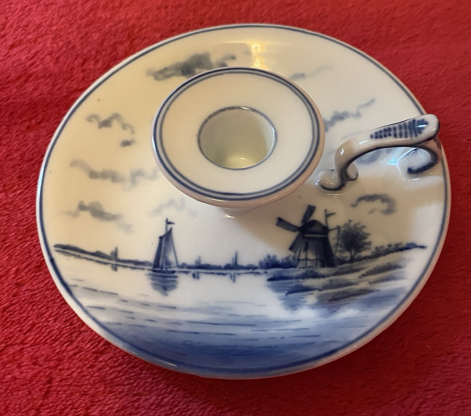 VTG Delft Blue Windmill Candle Holder Made In Germany