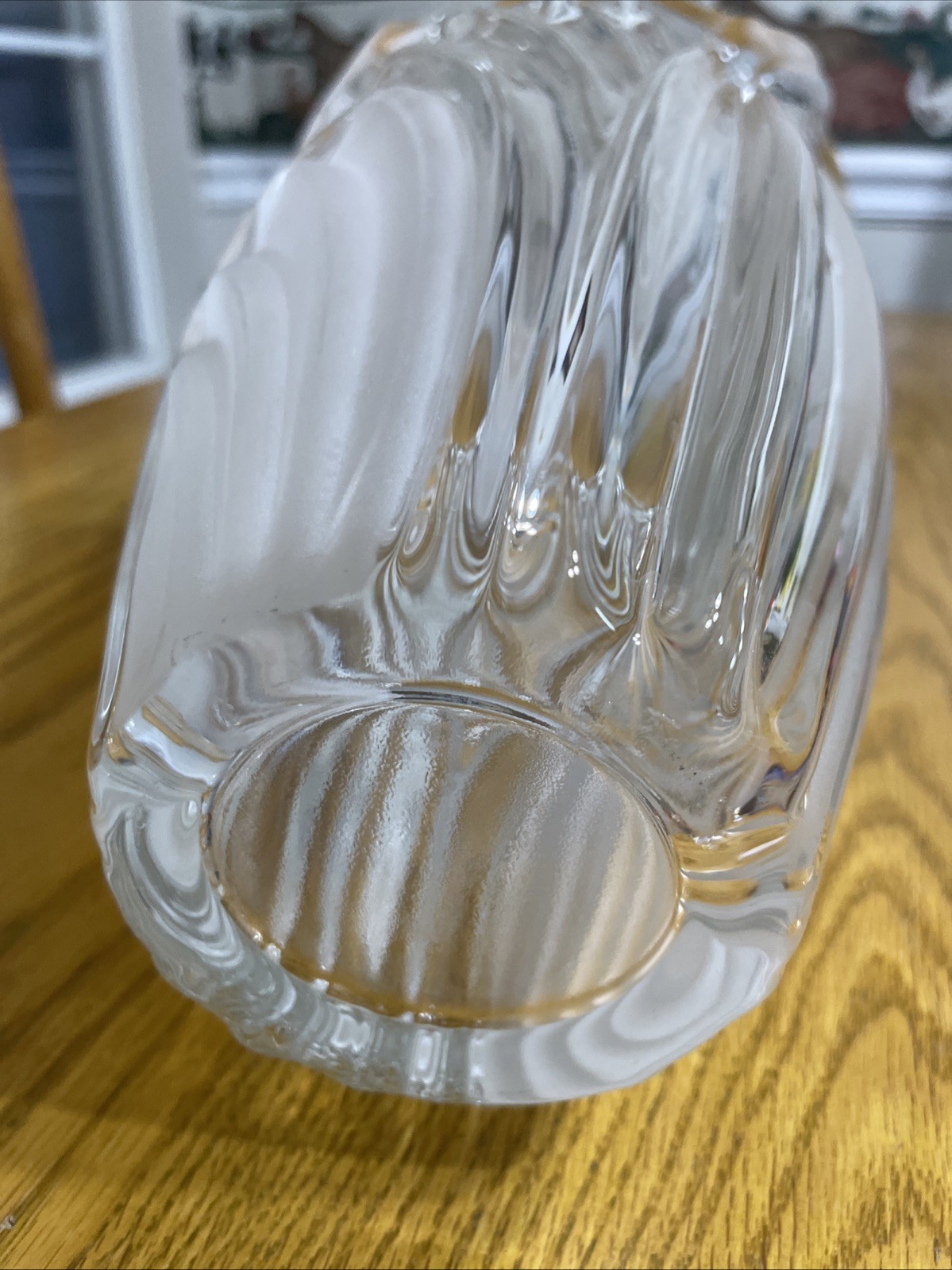 VTg Mikasa Satin Frost Clear Embossed Crystal Swirl Flower Vase Germany 9.5 x 6″
