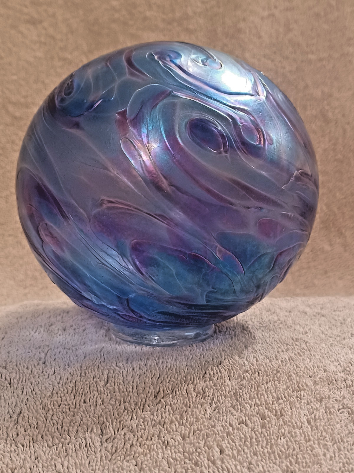 Vtg. Pyromania Glass Studio Oregon Float Purple Iridescent Art Glass Ball Signed