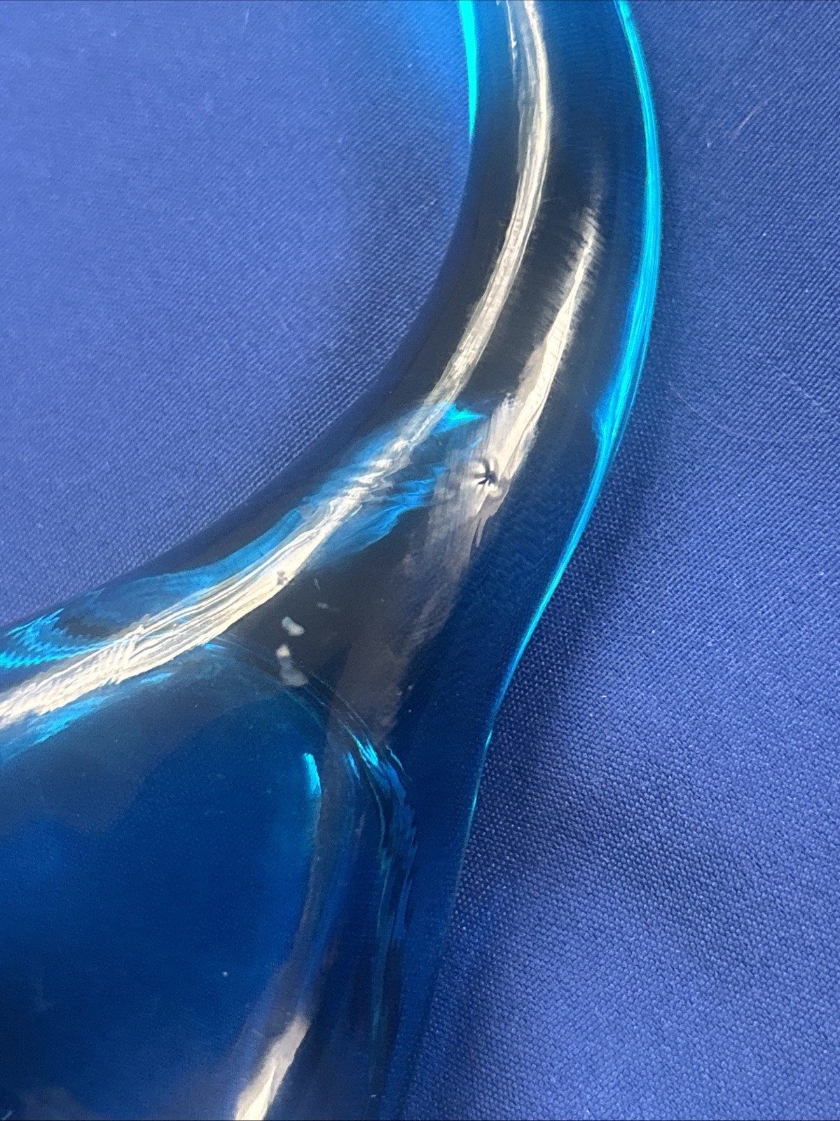 Vintage Viking BLUE Glass Alligator Ashtray Trinket Mid Century MCM 11”
