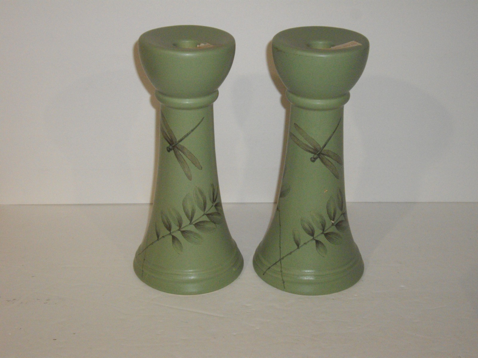 Pfaltzgraff Stoneware Naturewood 8 3/4″ Tall Candle Holders set of 2 VNT USA