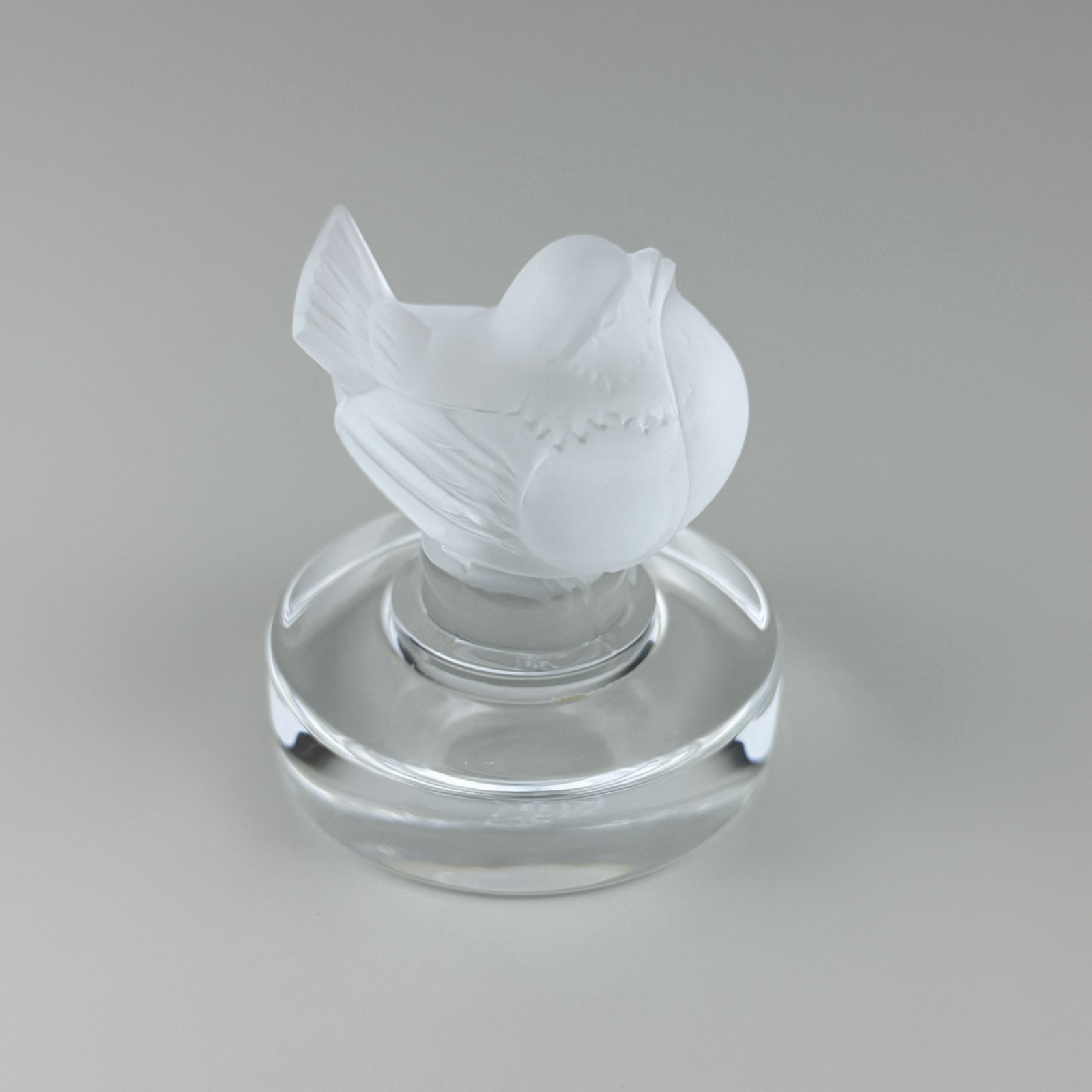 Small Vintage Lalique Sparrow Paperweight frosted glass bird figurine 2,25″ L20