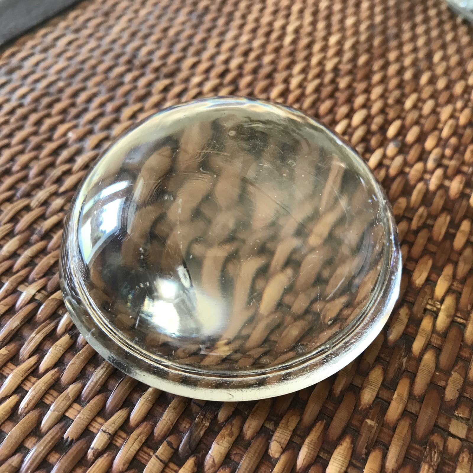 Vintage Round Dome Magnifying Glass Paperweight 3” Beaded Edge Desk Ornament