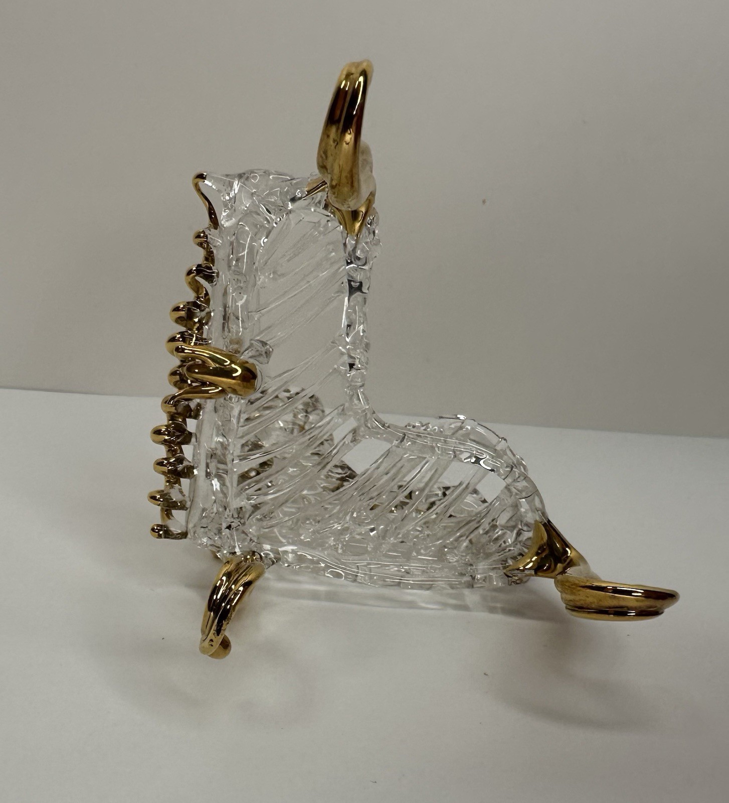 Glass Piano Miniature Mini Clear Gold Art Glass Unique Vintage