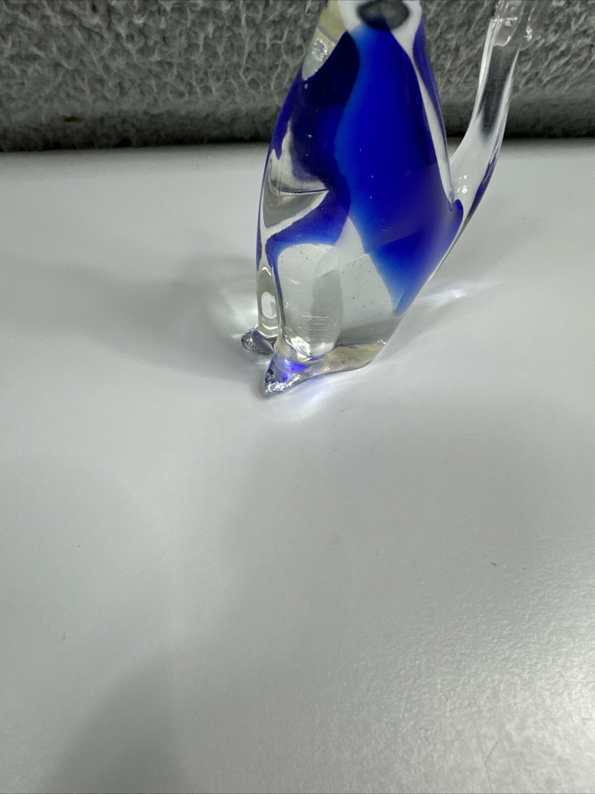 Murano Italy Art Glass Cat Figurine Clear/Blue Beautiful / Excellent condition