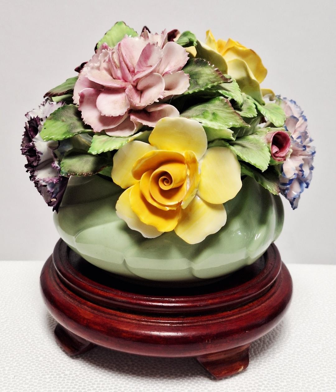 Royal Adderley Bone China Floral Bouquet with wooden stand PLEASE READ condition