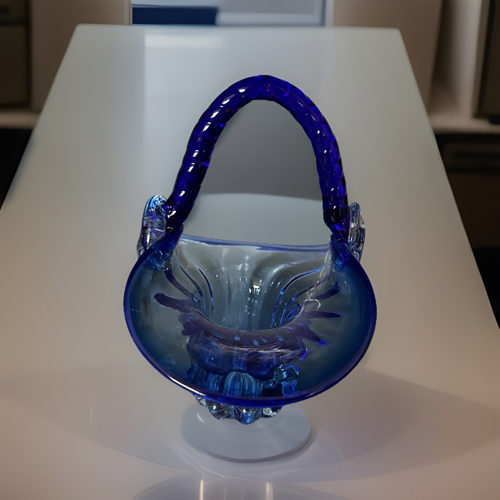 Cobalt Blue Glass Weave Handle