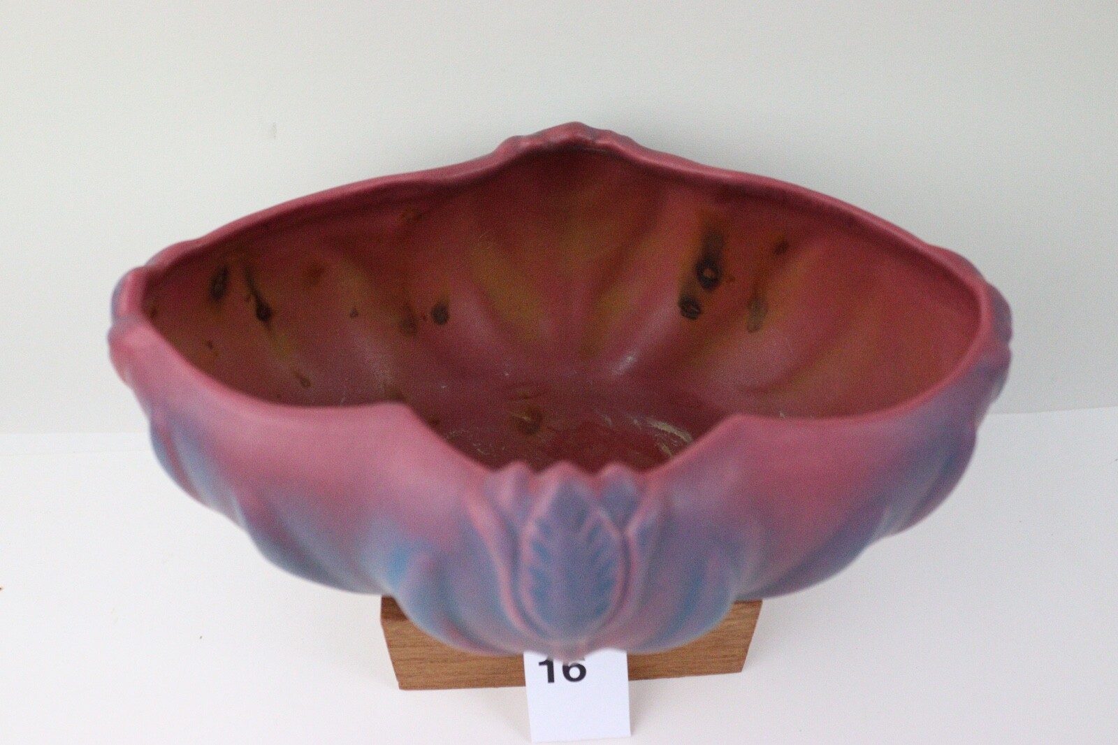 #16 Early Van briggle pottery Mulberry 8″ tulip bowl