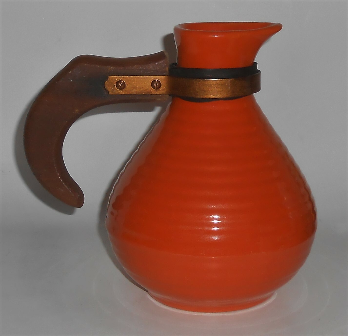 Vintage Bauer Pottery Ring Ware Orange Open Coffee Carafe
