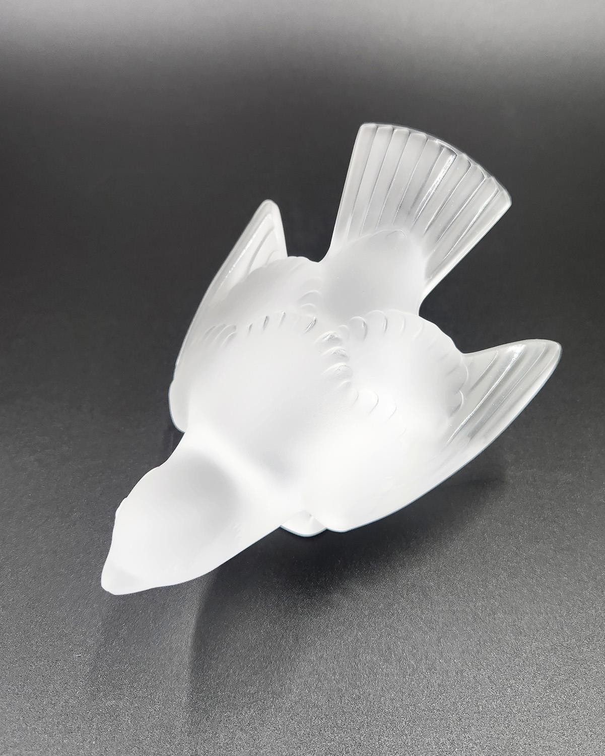 Vintage Lalique France Frosted Crystal Sparrows Figurines 4pc